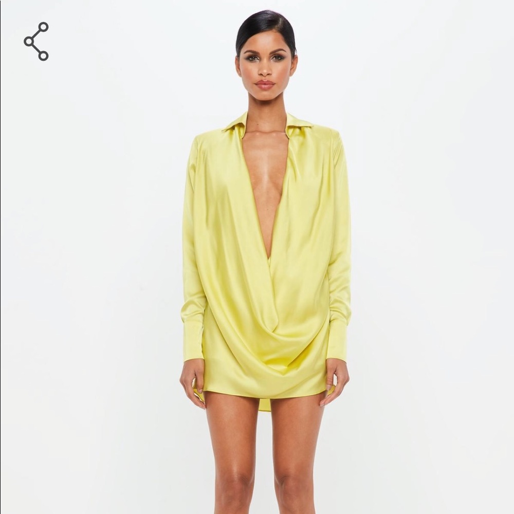 Sold on depop ‼️yellow satin cowl mini dress